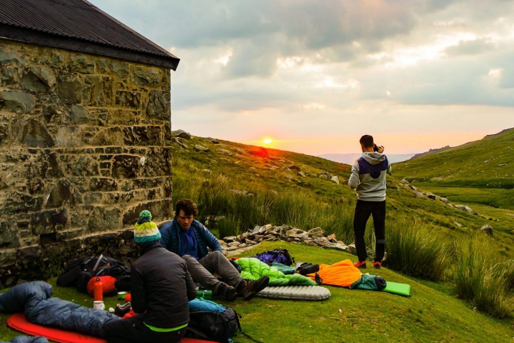 wild camping at sunrise