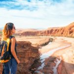 tourist looks out over Moroccan landscape