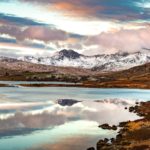 lake and snowy mountains in Snowdonia