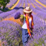 woman with lavender in field