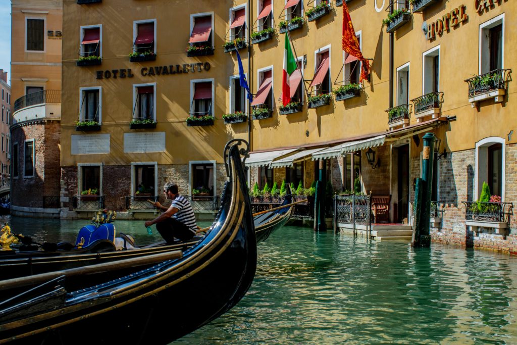 canal and gondola in venice