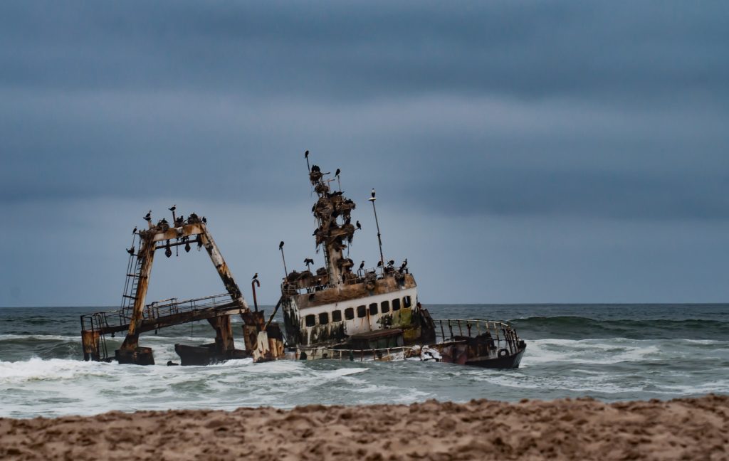 shipwreck off the coast of the namibia