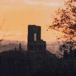 silhouette of an abbey in leeds