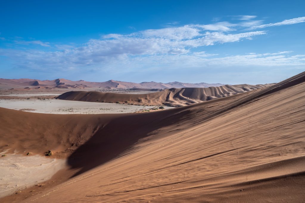 sand dunes and desert in namibia