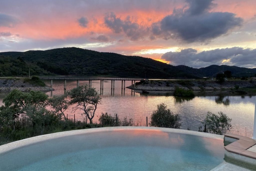 Sunset over the pool