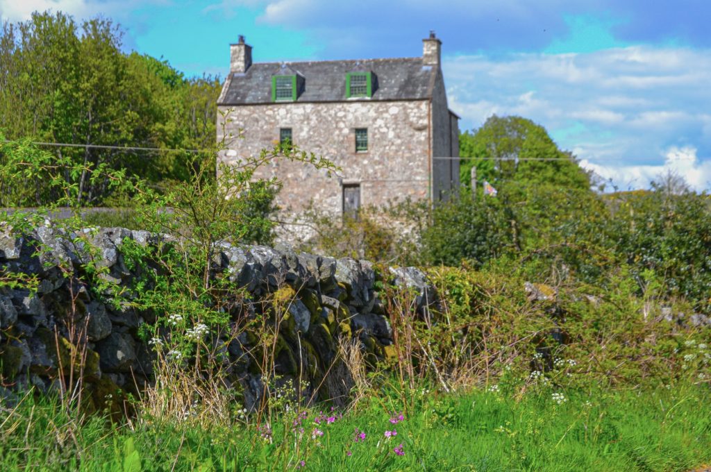 Buittle Castle with garden scenery