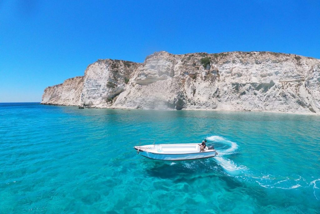 boat on the sea near crete