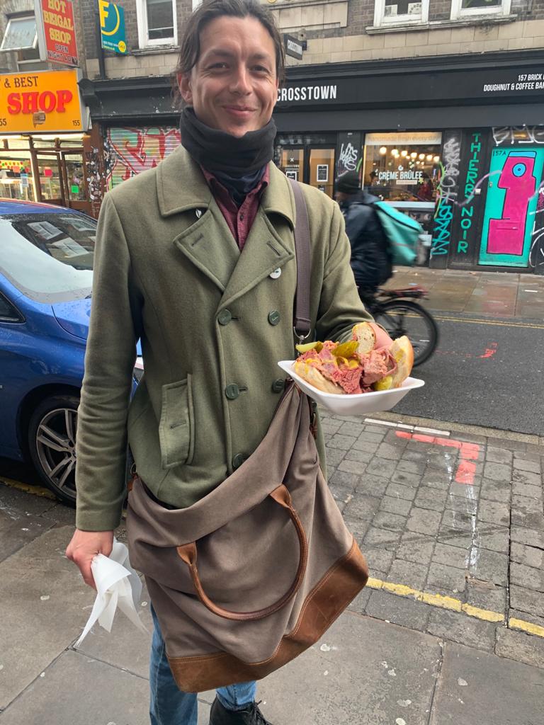 host eddie with salt beef bagel