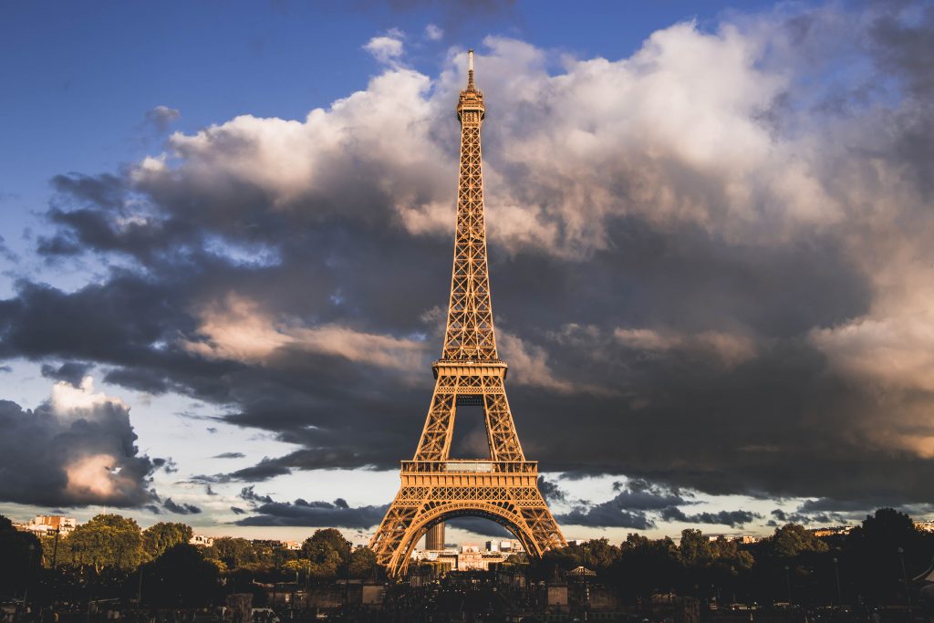 eiffel tower at sunset