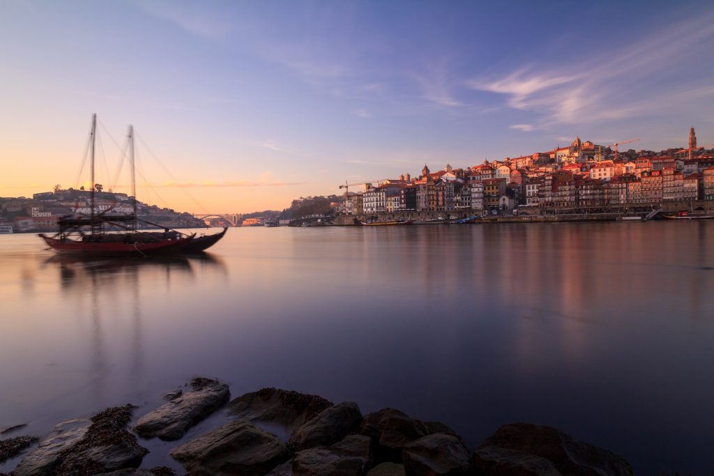 river douro in porto at sunset