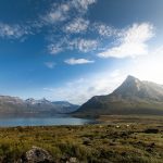 mountains and sea in greenland summer