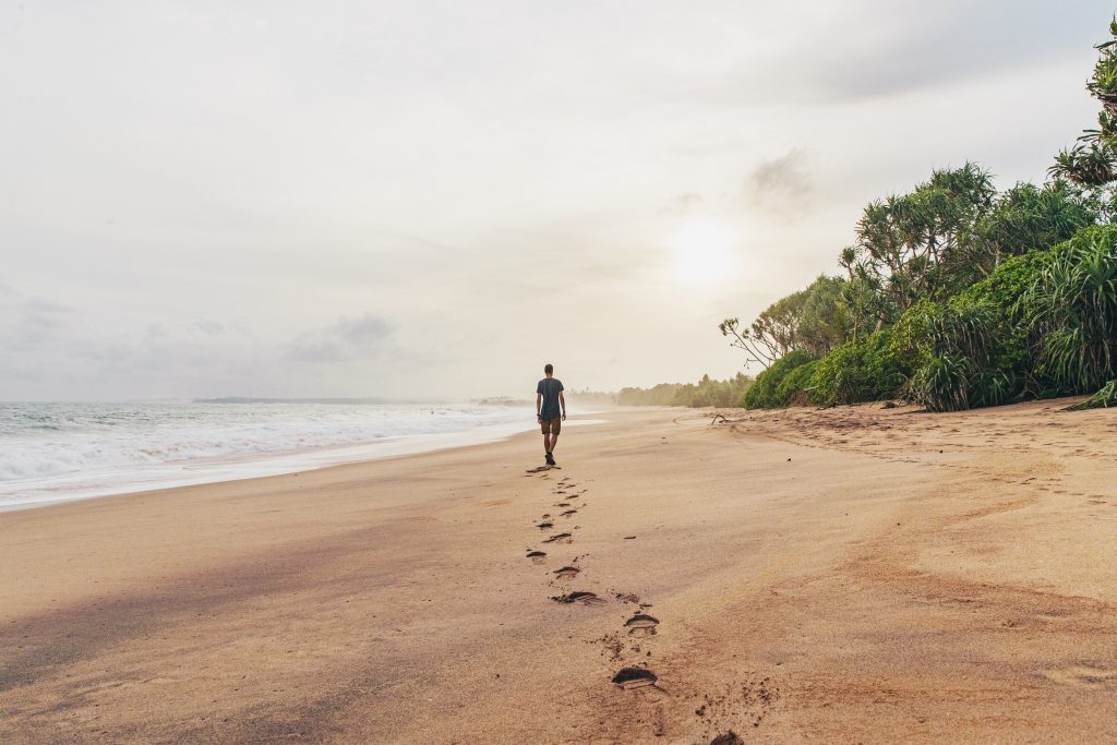 person on a beach in sri lanka